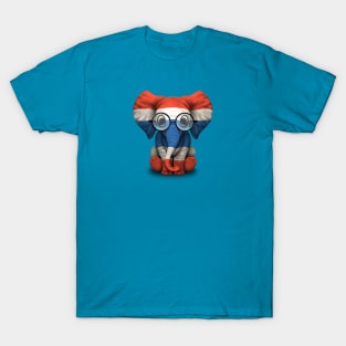 Baby Elephant with Glasses and Thai Flag T-Shirt